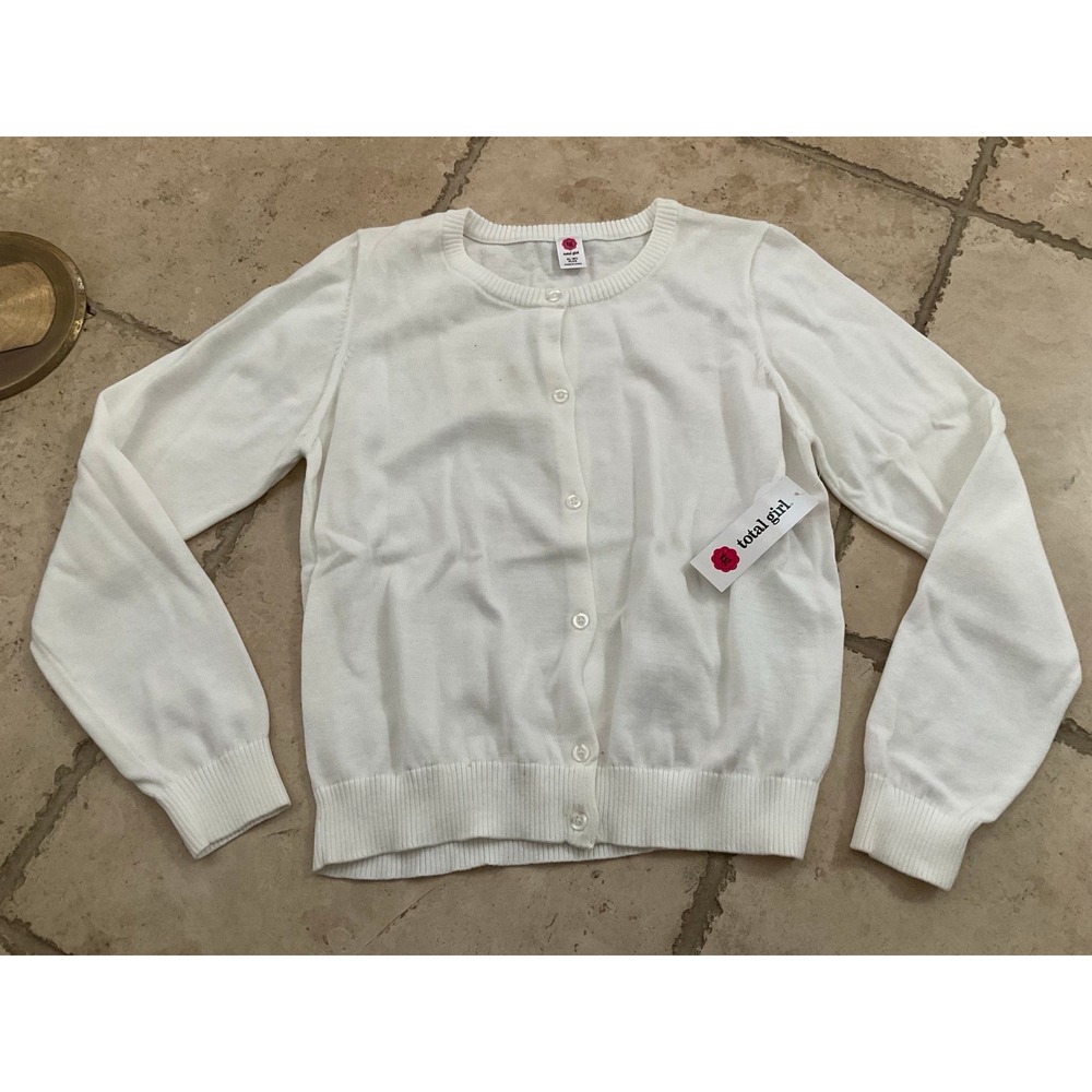 NWT Total Girl white cardigan sweater -‎ girls size XL (18 1/2) Plus ~ READ